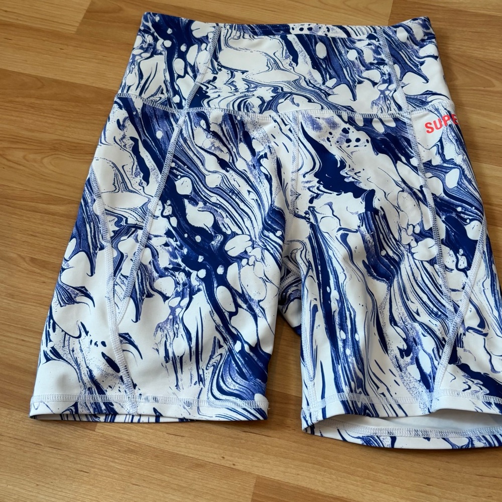 Superdry Sport Blue and White Athletic Bike‎ Shorts
